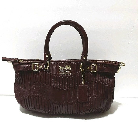 Coach Purple Madison Sophia F 1182-18620 Pleated Leather Satchel Purse - Picture 2 of 11